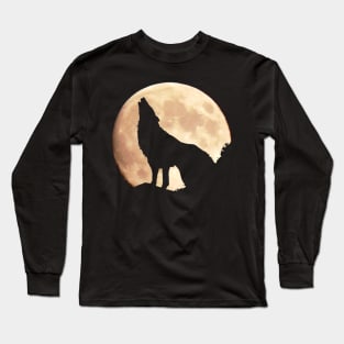 Wolf on the moon Long Sleeve T-Shirt